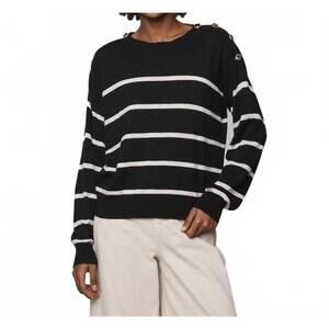 NEW SPLENDID stephanie stripe sweater in black/pale oak